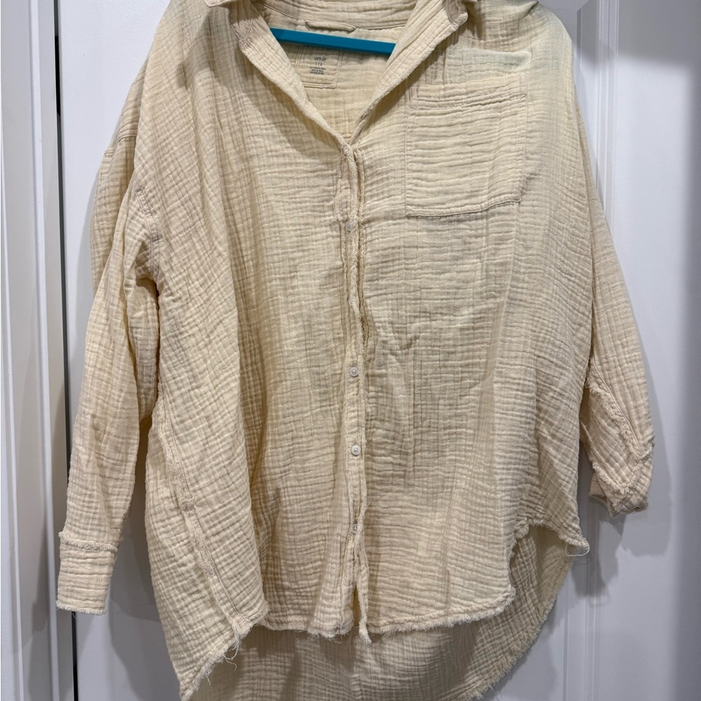 Aerie Light Tan Button-Up Shirt
